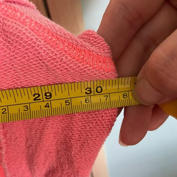 Aerie Neon Pink V-Neck Distressed Super Oversized Sweatshirt. Women's L READ - Picture 9 of 10